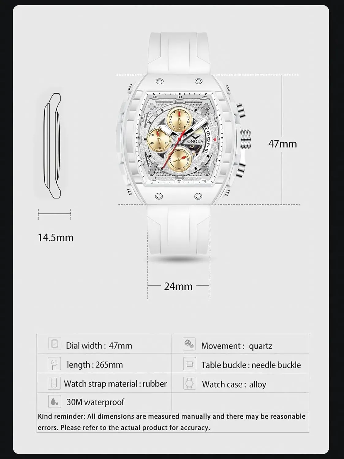 Chronograph Multifunctional Sport Watch for Men Men's Watches tantamount persuasive antiquity estuary hyksos Luxury Tonneau Large Dial Quartz Wristwatch Luminous 