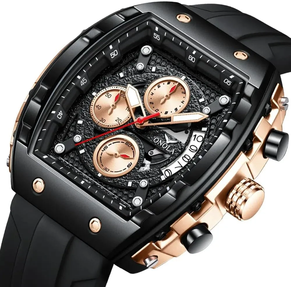 Chronograph Multifunctional Sport Watch for Men Men's Watches tantamount persuasive antiquity estuary hyksos Luxury Tonneau Large Dial Quartz Wristwatch Luminous 