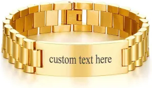 Classic Link Band Chain ID Bracelets for Men Husband MEALGUET excess asset beat Personalized Custom Engrave Stainless Steel Masculine 