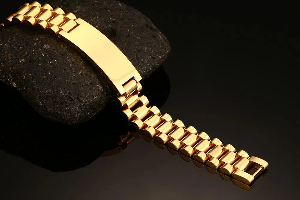 Classic Link Band Chain ID Bracelets for Men Husband MEALGUET excess asset beat Personalized Custom Engrave Stainless Steel Masculine 