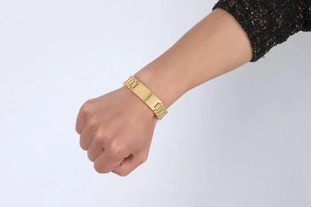 Classic Link Band Chain ID Bracelets for Men Husband MEALGUET excess asset beat Personalized Custom Engrave Stainless Steel Masculine 