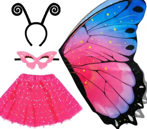 clergyman Butterfly Cape Rainbow Tutu Headband iROLEWIN Toddlers Kids Butterfly-Wings-Costume for Girls Halloween Costumes Fairy 