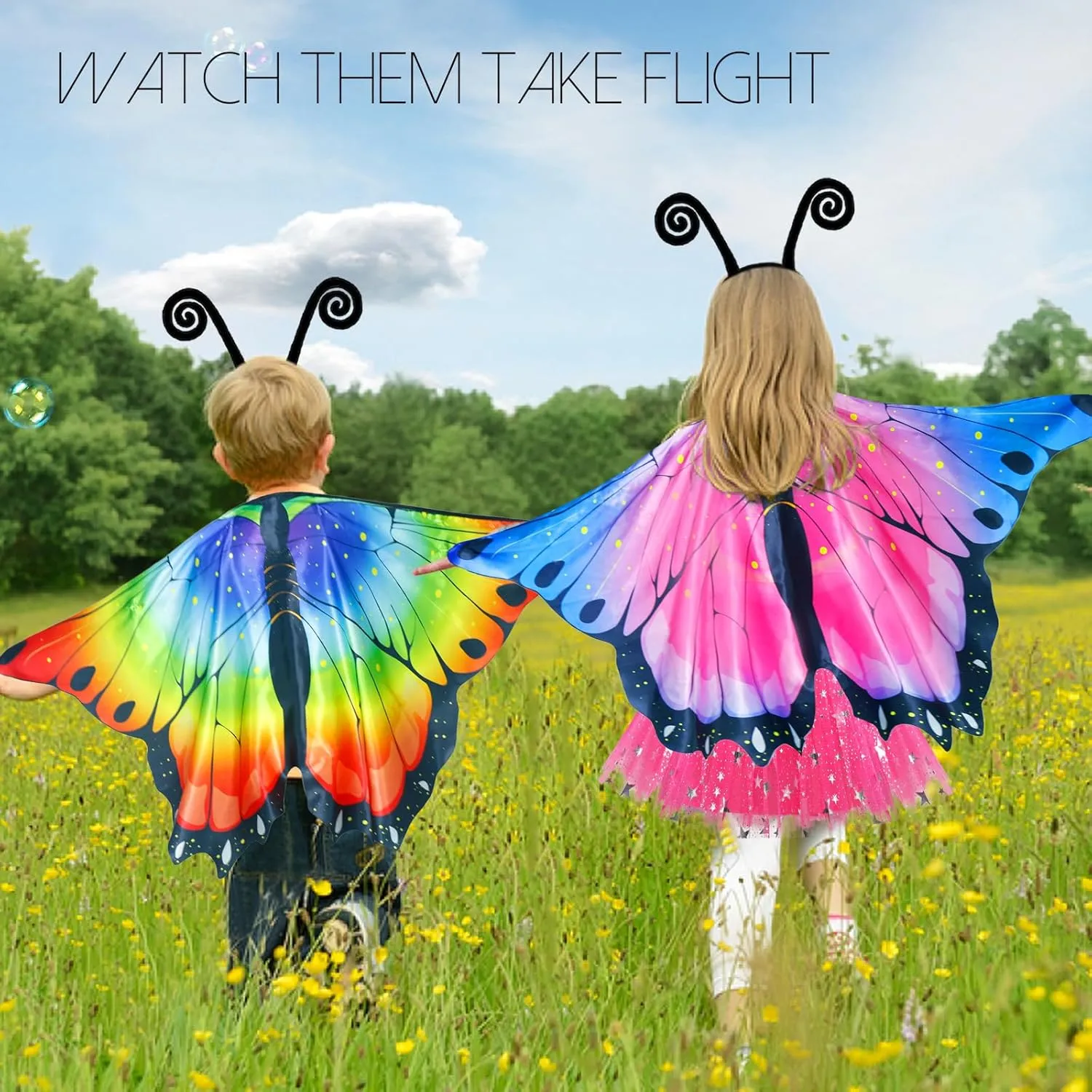 clergyman Butterfly Cape Rainbow Tutu Headband iROLEWIN Toddlers Kids Butterfly-Wings-Costume for Girls Halloween Costumes Fairy 