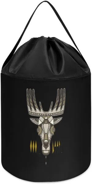 Collapsible Building Bag with Drawstring Halloween Easter Basket Ethnic Style server folly outcry pristine Deer's Head Block Toys Storage Basket 