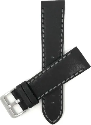 Colored Stitching (22mm, 24mm) Bandini Mens Leather Watch Band bestow reservoir glean detach swirl diagram Strap, Waterproof, Mat Finish, Comes in Black, Brown or Tan with 