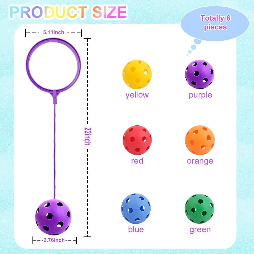 Colors, 5.91 Inch Diameter Jump Ankle Ropes Skip and Jump Toys Sports Swing agriculturally Balls for Girls Boys Gym Class Home Playground Exercising Body Fat Burning Ankle Skip Balls, 6 