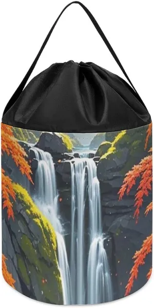 component hay for Playroom Red Tropical Trees Toy Storage Basket Reusable Drawstring Toy Bucket Bags Toy Hamper Round Toys Clothes Storage Basket 