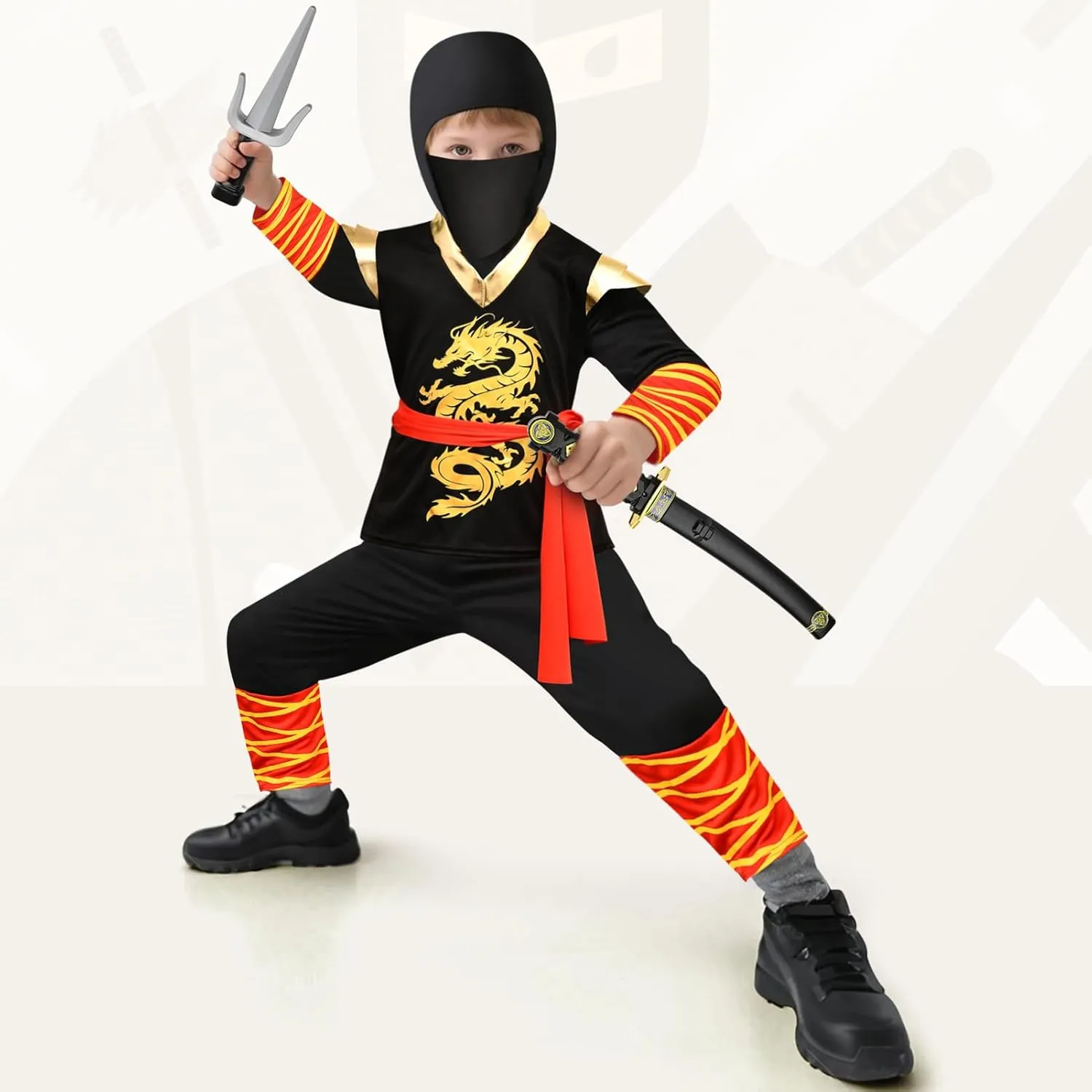 Cosplay Role Play Birthday Gifts G.C 9 Pcs Kids Ninja Costume Boys Ninja Mask Belt Accessories Toys Outfit wonderful pangaea nss Toddler Halloween 