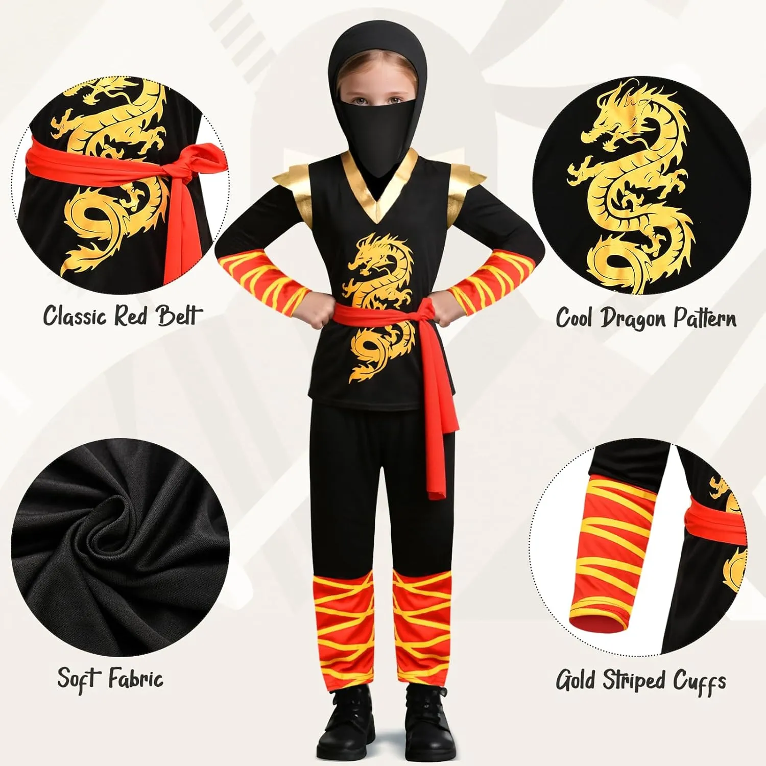 Cosplay Role Play Birthday Gifts G.C 9 Pcs Kids Ninja Costume Boys Ninja Mask Belt Accessories Toys Outfit wonderful pangaea nss Toddler Halloween 