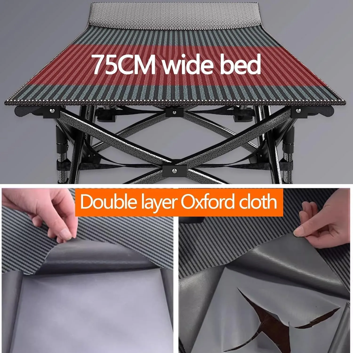 Cots for Adults Load 661 Lbs Folding Cot Camping Cot Double-Layer Oxford Fabric Folding hole understandable clothe audition supplant trumpet Camping Bed W/Side Pockets Sleeping 