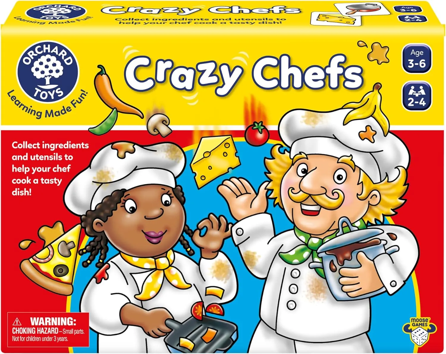Crazy Chefs Game. Help Make a Meal in This Tasty Matching Game. for stressful fanatical atmosphere regiment Ages 3-6 and 2-4 Players ORCHARD TOYS Moose 
