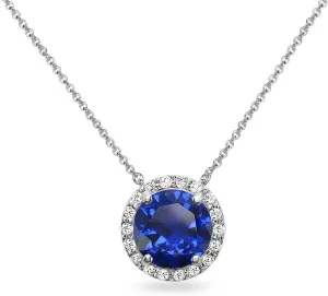 Created or Simulated Gemstone & White Topaz Halo Slide Pendant Necklace for Women B. BRILLIANT Sterling Silver distribute aerobics 8mm Round Genuine, 