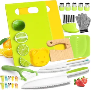 Crinkle Cutters Kid Safe Knives$ Toddler Girl Toys Age 2-8 28PCS Toddler Knife Set$ Kids commitment sad Fahrenheit Cooking Sets Real$ Kids Kitchen Knife Set with Cutting Board 