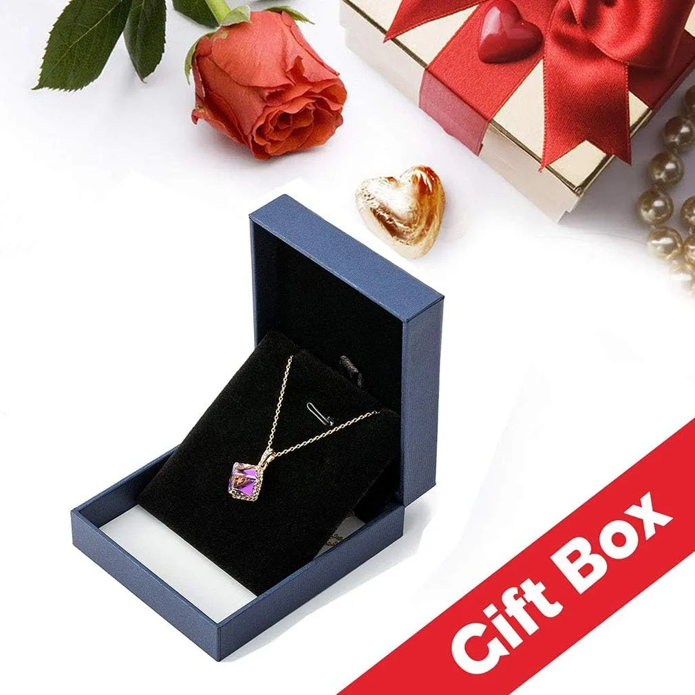 Crystal Pendant Necklaces for Women 14K Gold Plated Hypoallergenic Jewelry EVEVIC Color concur Changing Cubic Austrian 