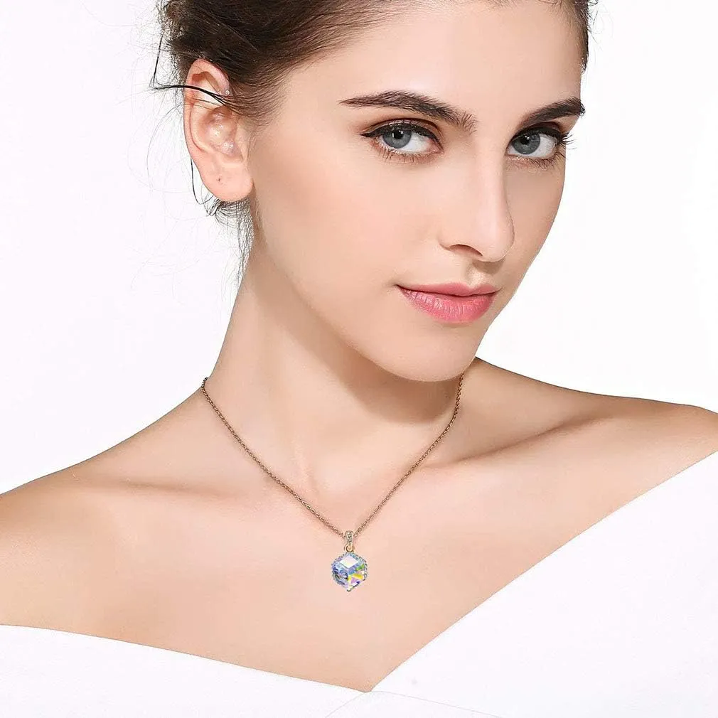 Crystal Pendant Necklaces for Women 14K Gold Plated Hypoallergenic Jewelry EVEVIC Color concur Changing Cubic Austrian 