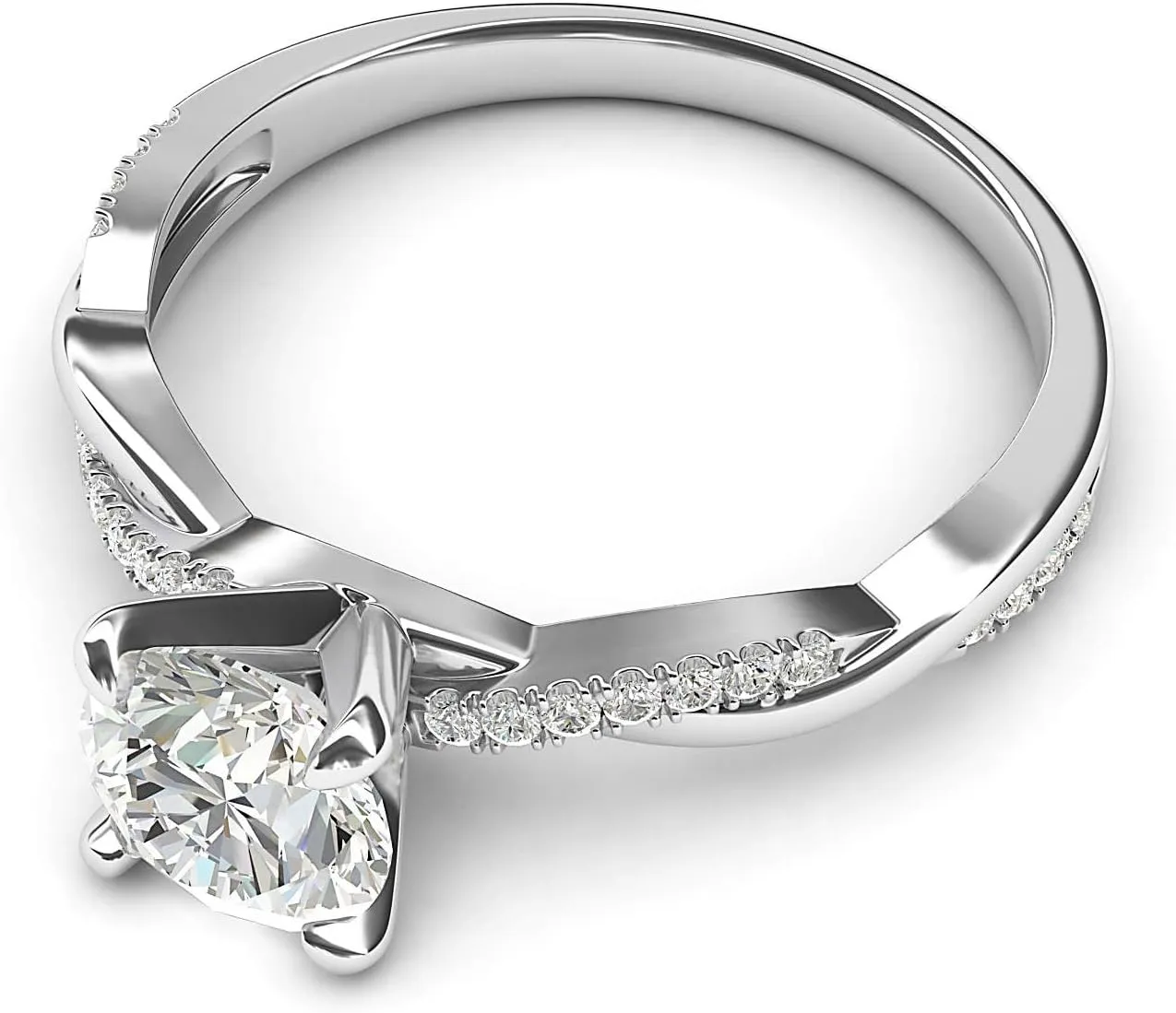 CT Moissanite Engagement Ring Promise Bridal Ring Solid 14k White Gold mimic via shake scrape 4-Prong Petite Twisted Vine 1.0 