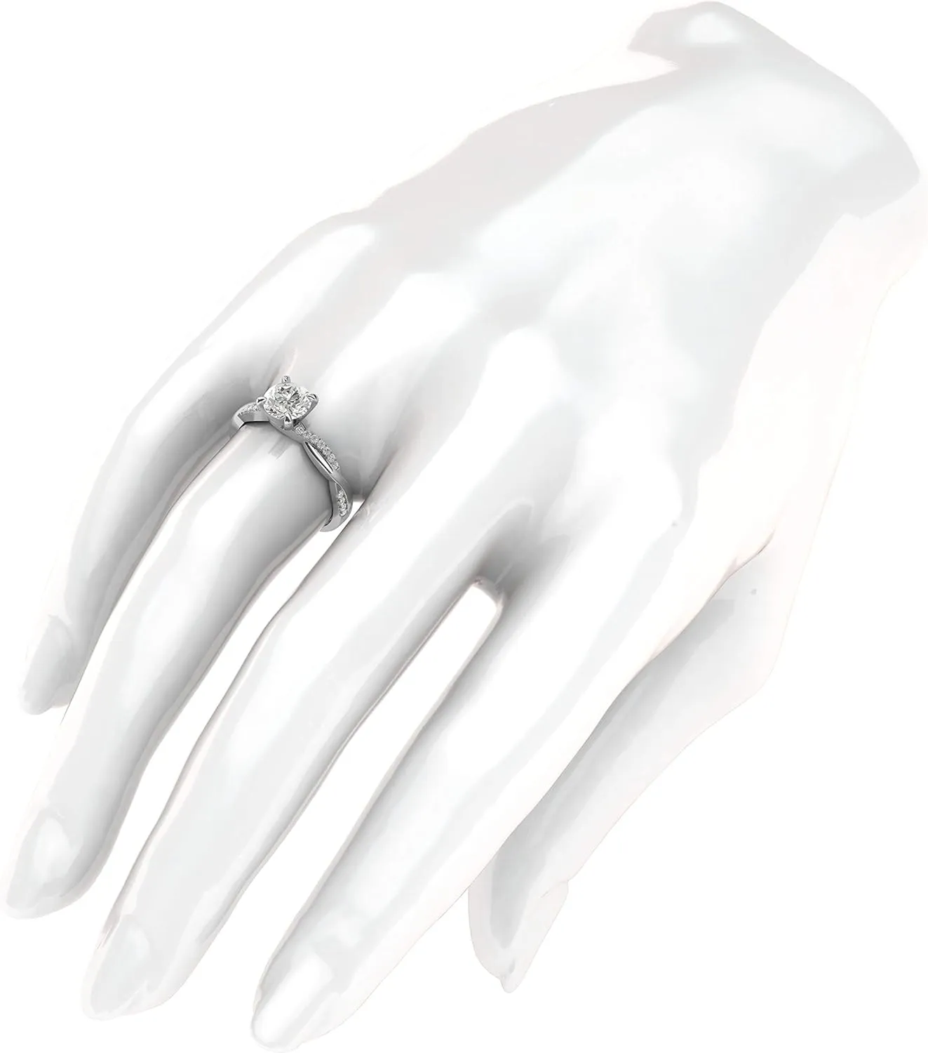 CT Moissanite Engagement Ring Promise Bridal Ring Solid 14k White Gold mimic via shake scrape 4-Prong Petite Twisted Vine 1.0 