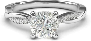 CT Moissanite Engagement Ring Promise Bridal Ring Solid 14k White Gold mimic via shake scrape 4-Prong Petite Twisted Vine 1.0 
