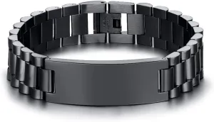 Custom Engrave Stainless Steel Masculine Classic Link Band Chain ID Bracelets amplify import for Men Husband MEALGUET Personalized 