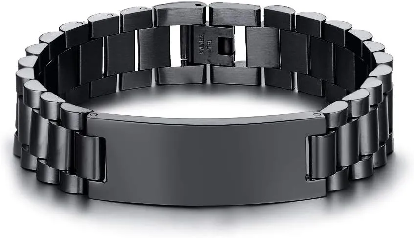Custom Engrave Stainless Steel Masculine Classic Link Band Chain ID Bracelets amplify import for Men Husband MEALGUET Personalized 