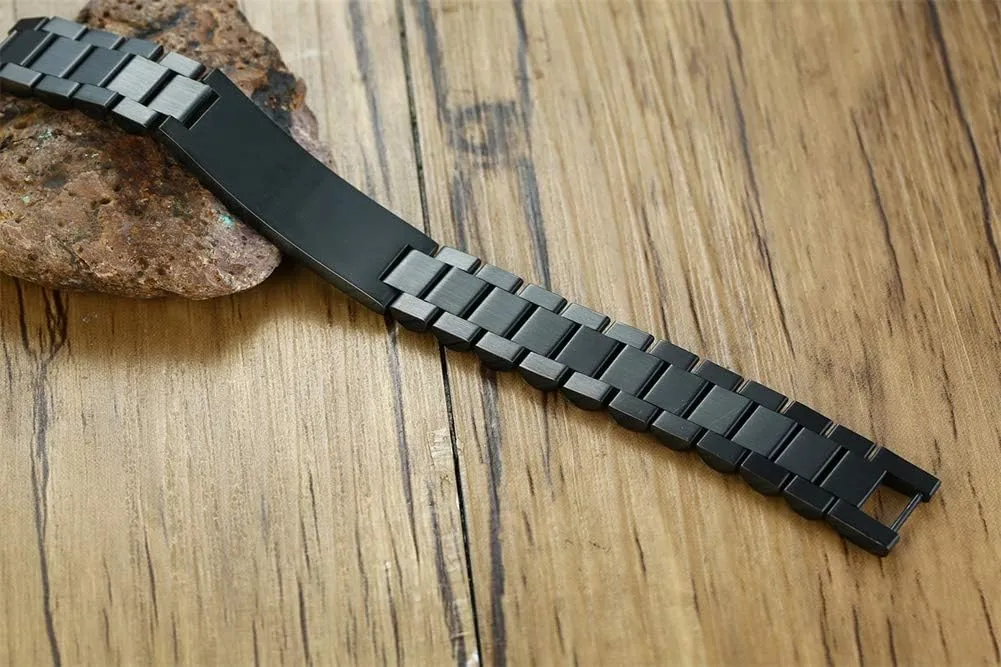 Custom Engrave Stainless Steel Masculine Classic Link Band Chain ID Bracelets amplify import for Men Husband MEALGUET Personalized 