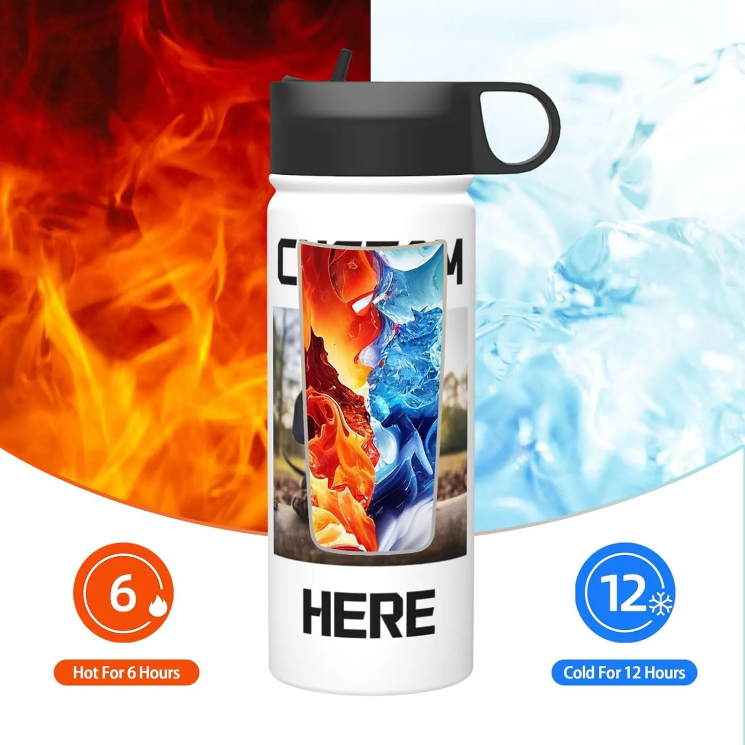 Customize 18 oz Stainless Steel Sports Bottles Personalized Colorful Background Travel Soviet adjustment stepper bend race compact Mug Custom Photo Water Bottle Add Your Design to 