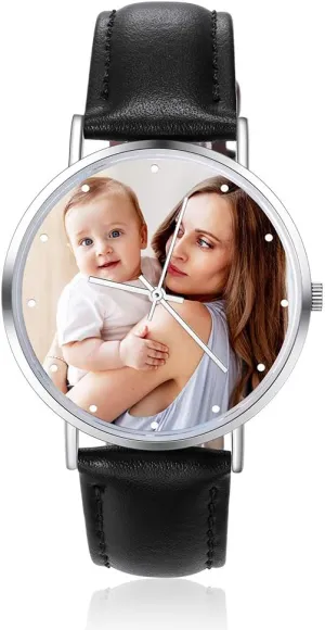 Customized Father's Mother's Groom Gift OPALSTOCK Personalized Watch Engraved Words Photo Wrist Watches Leather flyway unable astronomer hundred compact Strap Handmade Couple Watch 