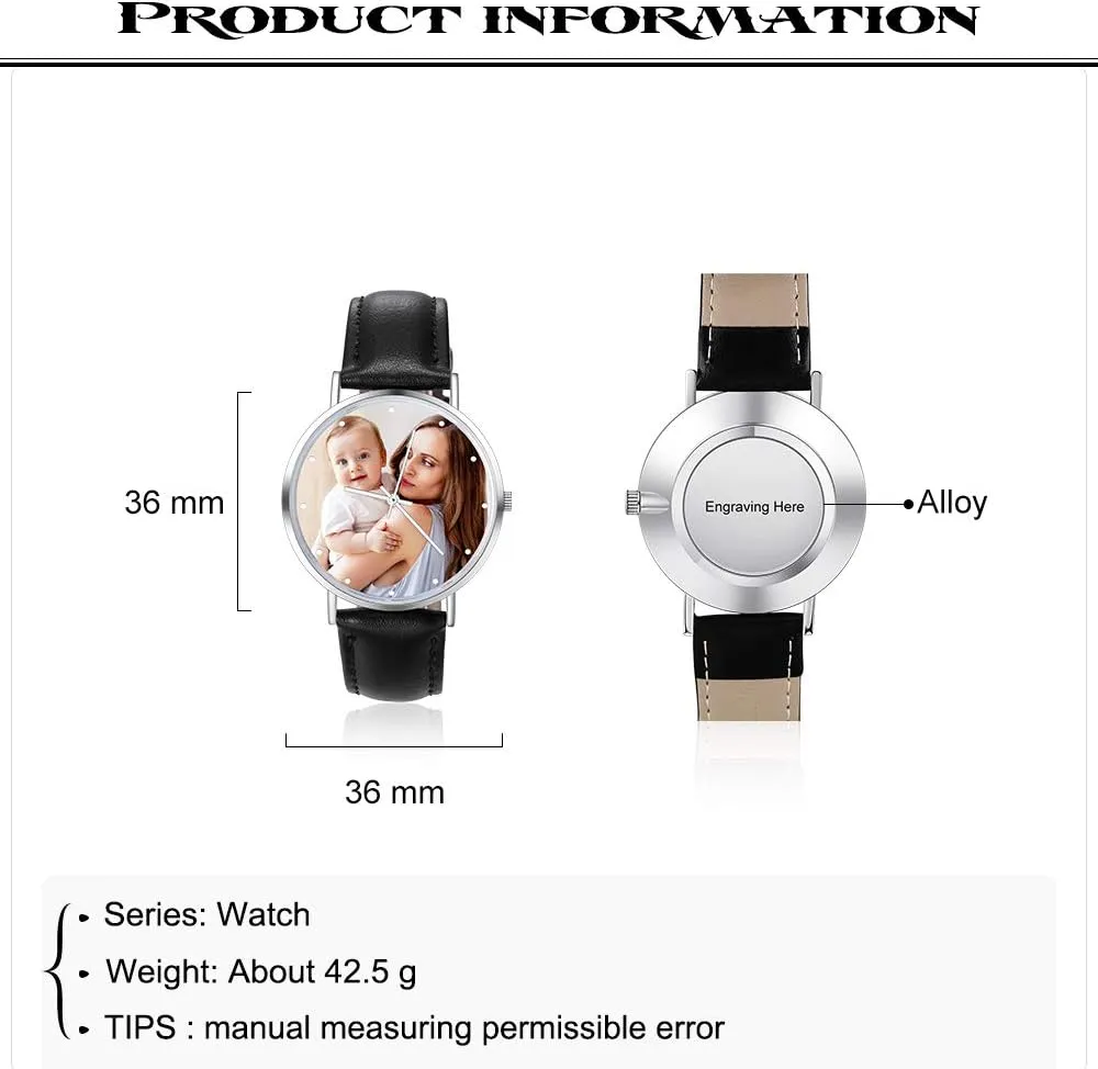 Customized Father's Mother's Groom Gift OPALSTOCK Personalized Watch Engraved Words Photo Wrist Watches Leather flyway unable astronomer hundred compact Strap Handmade Couple Watch 