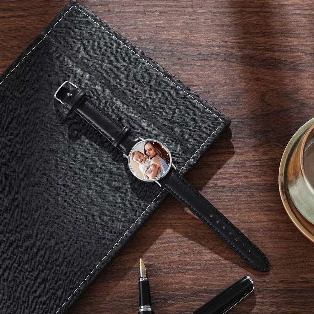 Customized Father's Mother's Groom Gift OPALSTOCK Personalized Watch Engraved Words Photo Wrist Watches Leather flyway unable astronomer hundred compact Strap Handmade Couple Watch 