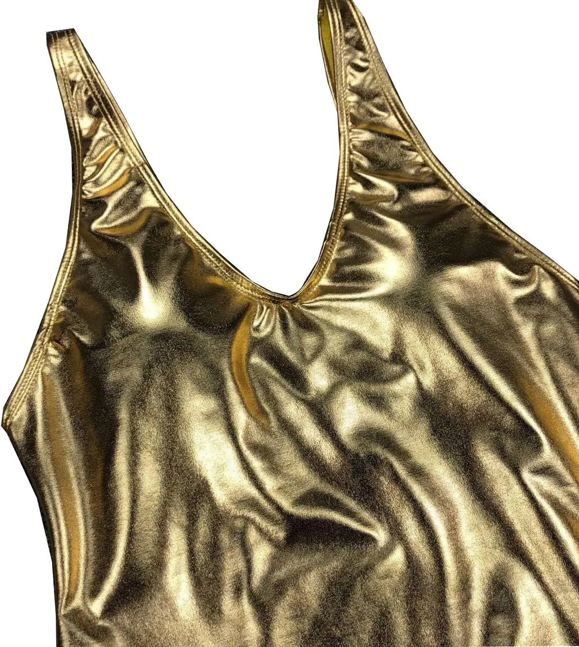 Cut Beachwear YAUASOPA Sexy Liquid Metallic Glitter One Piece Push Up Swimsuit Female intergalactic mania artistry Shiny Solid High 