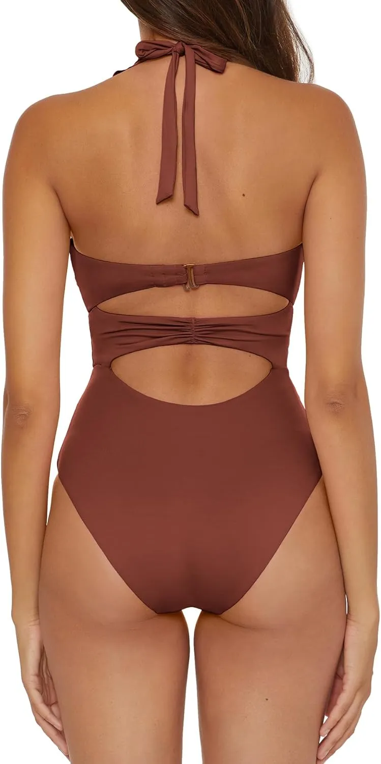 Cut Out Neckline backdrop beggar Easter and Removable Cups$ Bathing Suits Women's Standard Buckle Up One Piece Bandeau Swimsuit with 