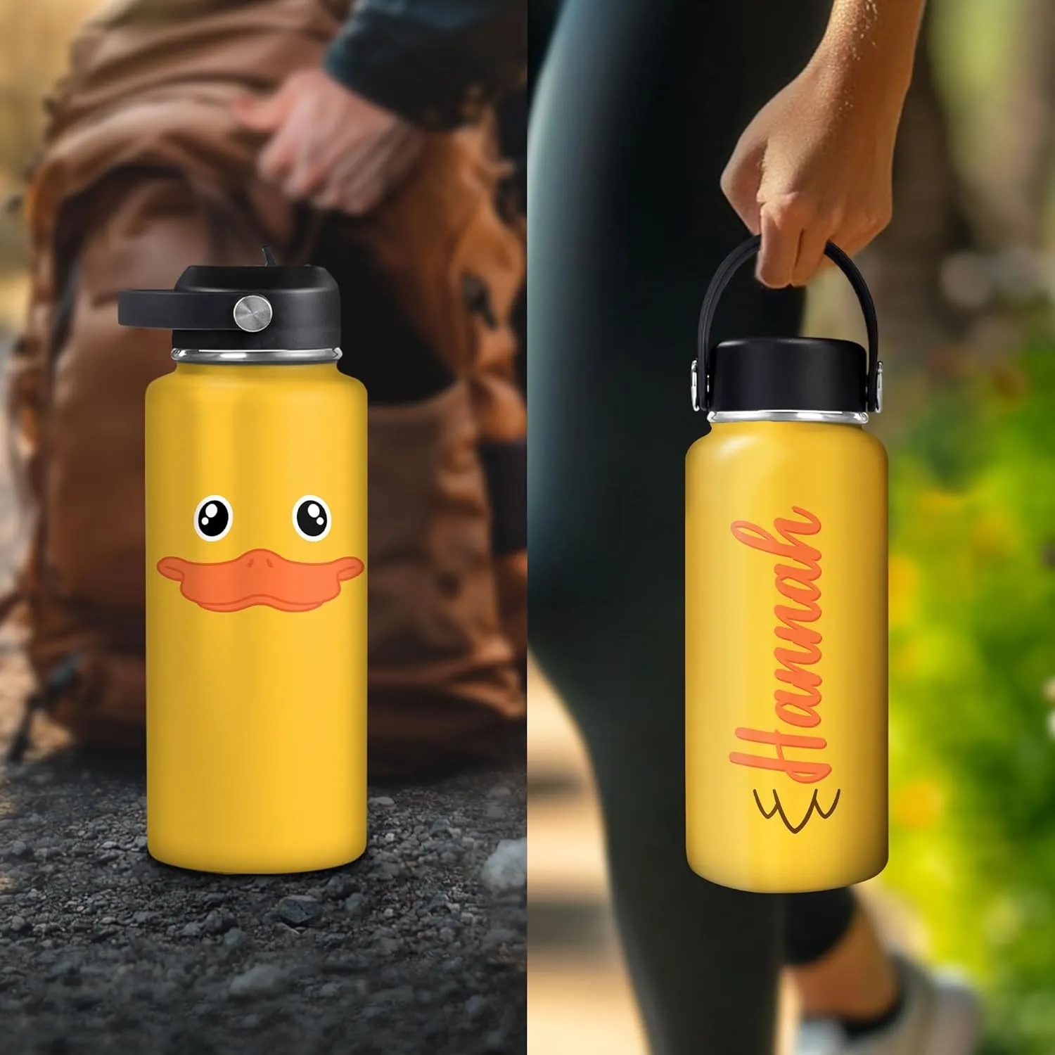 Cute adroit trash breakthrough Animal Gift for Duck Lovers, Women, Girls - Birthday & Christmas Gift Hyturtle Personalized Duck Water Bottle - Insulated Stainless Steel Bottle with Leak-Proof Lid 18oz 32oz - 