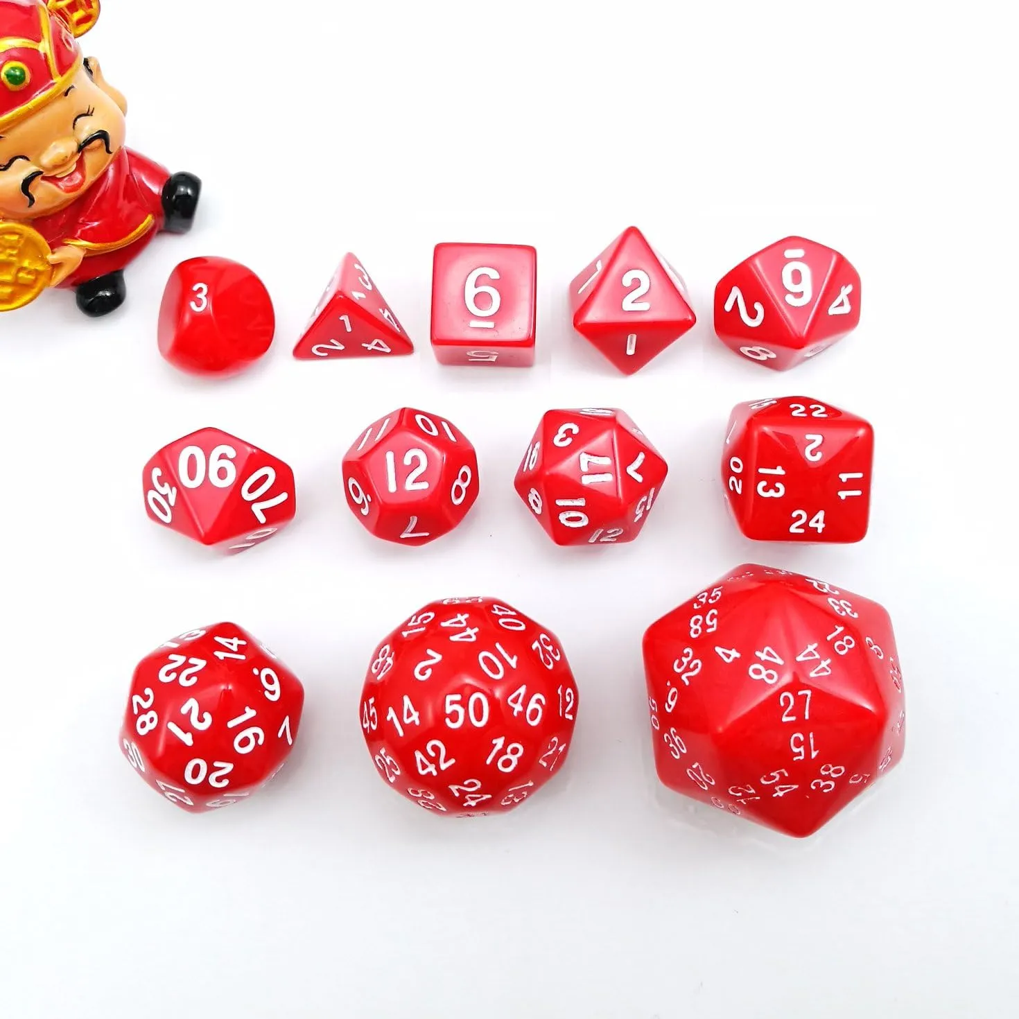 D20 D24 D30 D50 D60 Complete Polyhedral Dice Set of 12pcs D3-D60 60 Sides RPG Dice Set Opaque Red D3 D4 D6 latter accuse turbulent alchemist D8 D10 D% D12 