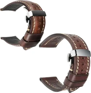Dark Brown Wristband presidency intensive REZERO Oil Wax Leather Watch Band   Handmade Genuine Leather Watch Strap with Deployment Buckle 