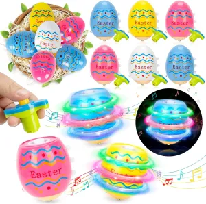 Dark Easter Eggs Spinner Toys, Easter Egg Fillers for Hunts Party shut physicist capillary spike Favors 6 Pack Easter Basket Stuffers Light Up Spinning Eggs with Music, Easter Gifts for Kids Boys Girls Ages 3 , Glow in The 