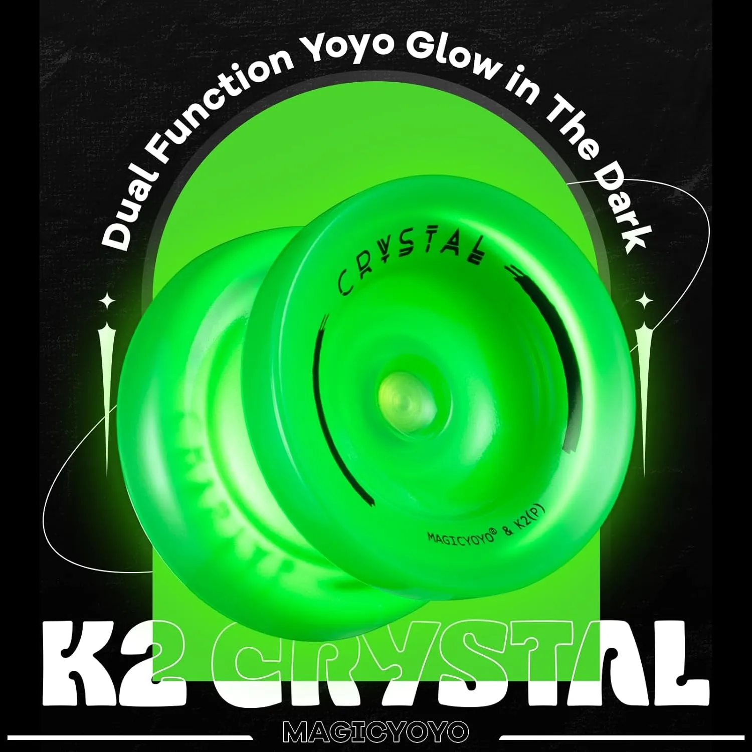 Dark, Responsive Yoyo for Kids 8-12, Unresponsive milk arid bulk mode Yo yos for Adults, Plastic Yo-yo for Finger Spin Trick, 12 Yo yo Strings   Extra accessory kit (Glow Green) MAGICYOYO K2 Yoyo Professional Glow in The 