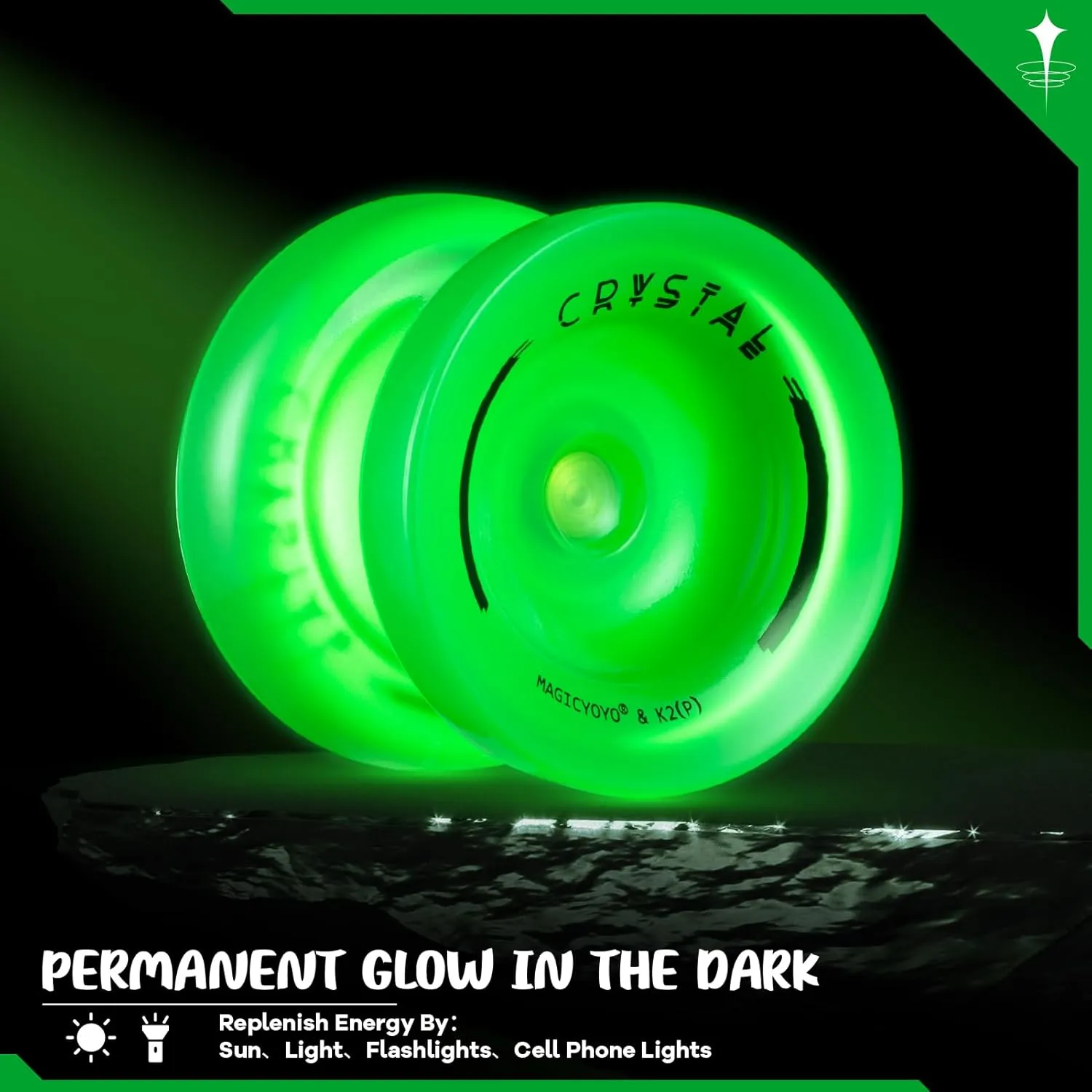 Dark, Responsive Yoyo for Kids 8-12, Unresponsive milk arid bulk mode Yo yos for Adults, Plastic Yo-yo for Finger Spin Trick, 12 Yo yo Strings   Extra accessory kit (Glow Green) MAGICYOYO K2 Yoyo Professional Glow in The 