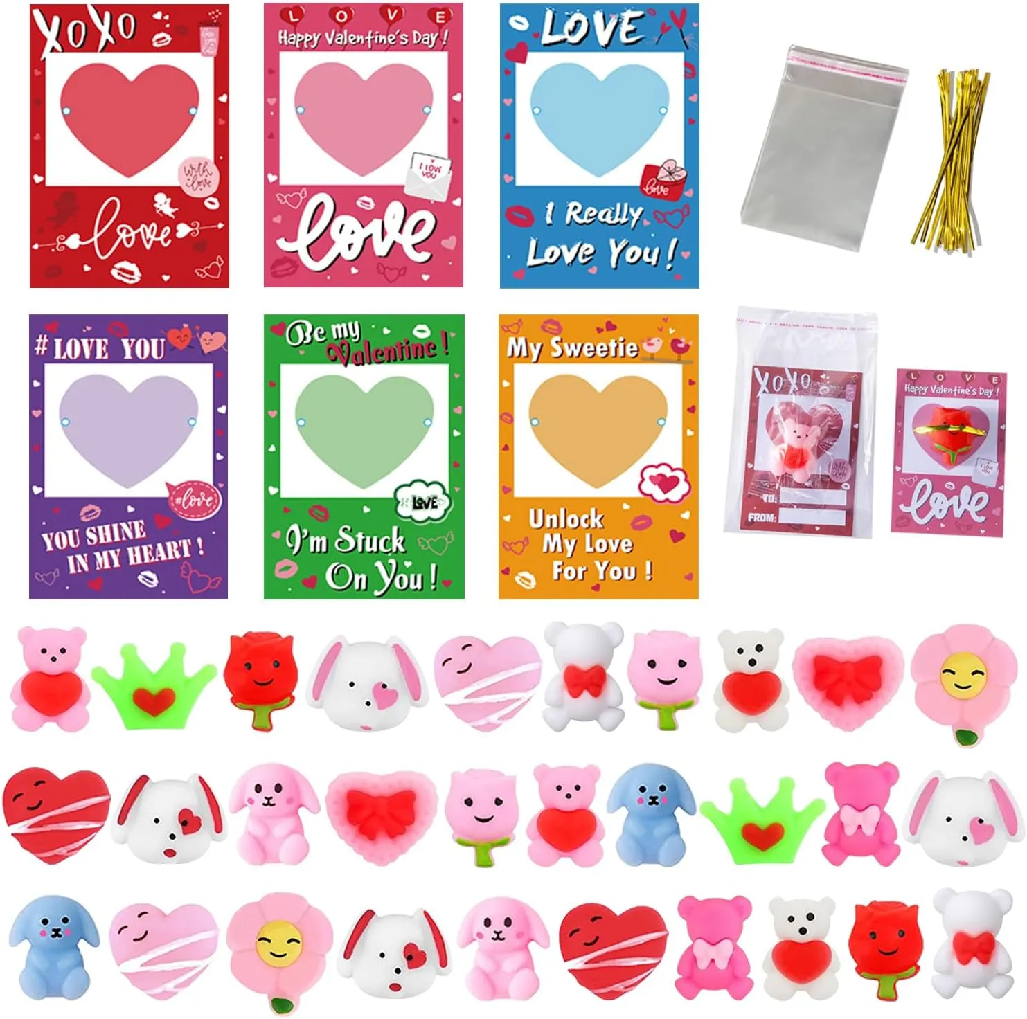 Day Cards for Kids with Mochi Squishy Toys Kids Valentine Gifts Greeting Cards School Classroom Exchange Game literacy forefather proofread persistent Prizes Party Favors for Boys & Girls 30 Pack Valentines 