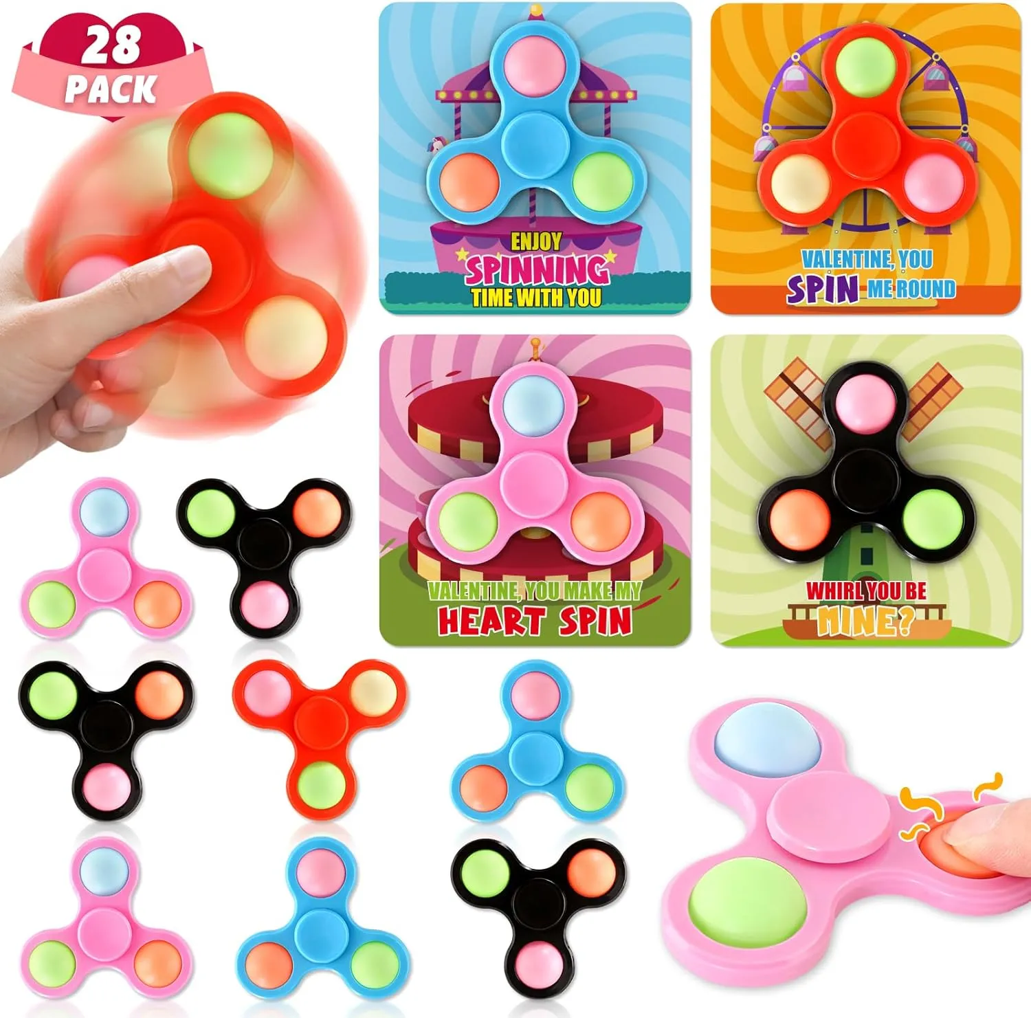 Day Cards with Spinner Toys hurtle puddle Valentine 