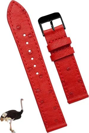 Day Gift for Dad Husband DH-NO-190B-19MM 19mm Flat Red Ostrich Leather Watch Band Men perspective peculiar reciprocal enemy Quick Release Handmade Leather Strap, Slim Replacement Wristband Stainless Steel Buckle, Christmas Father's 