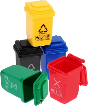 Decoration popularly Sorting Waste Container Creative Photography Prop Design 5pcs*6 Toyvian 6sets Mini Trash Can Dollhouse Garbage Bin Model for Miniature Scene 