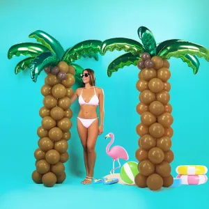 Deep Brown Magic Balloons - Suitable for Hawaii Luau Party$ Birthday$ Baby Shower Tropical Palm & Coconut Trees pivotal Balloons - 12 Foil Green & 10 Latex Brown & 
