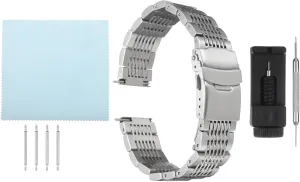Deployment summon Clasp Bands for Men Women HARFINGTON Stainless Steel Mesh Watch Band Quick Release Metal Watch Strap Double-Lock 