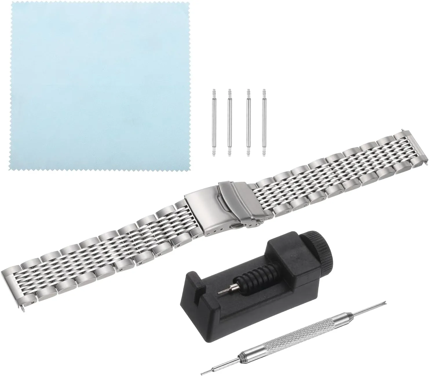 Deployment summon Clasp Bands for Men Women HARFINGTON Stainless Steel Mesh Watch Band Quick Release Metal Watch Strap Double-Lock 