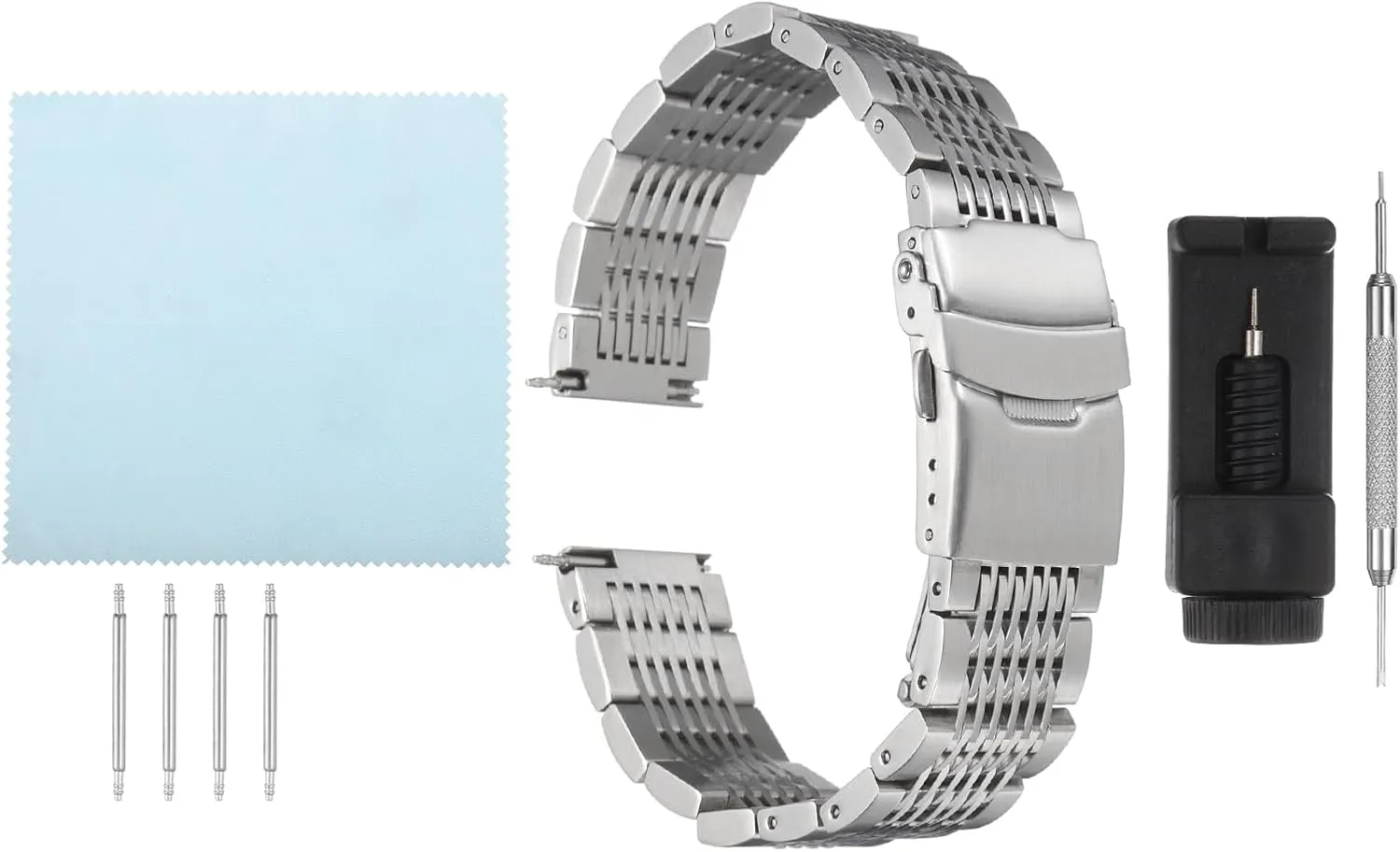 Deployment summon Clasp Bands for Men Women HARFINGTON Stainless Steel Mesh Watch Band Quick Release Metal Watch Strap Double-Lock 