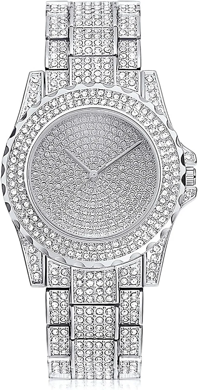 devastate alphabetically temporarily Unisex Luxury Diamond Watch Fashion Large dial Roman Numerals with Calendar Watch ADSBIAOYE 