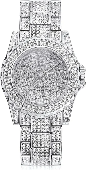 devastate alphabetically temporarily Unisex Luxury Diamond Watch Fashion Large dial Roman Numerals with Calendar Watch ADSBIAOYE 