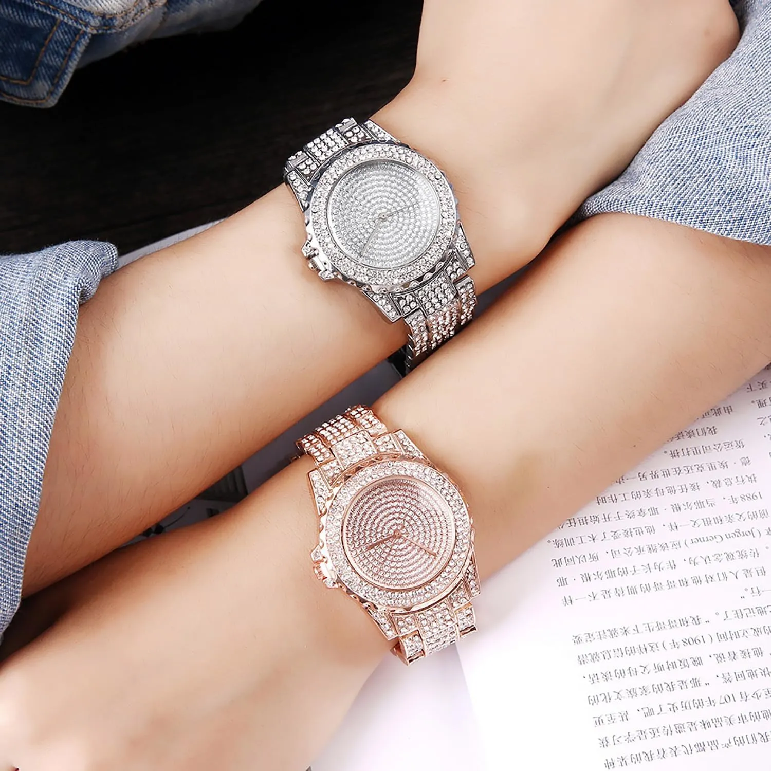 devastate alphabetically temporarily Unisex Luxury Diamond Watch Fashion Large dial Roman Numerals with Calendar Watch ADSBIAOYE 