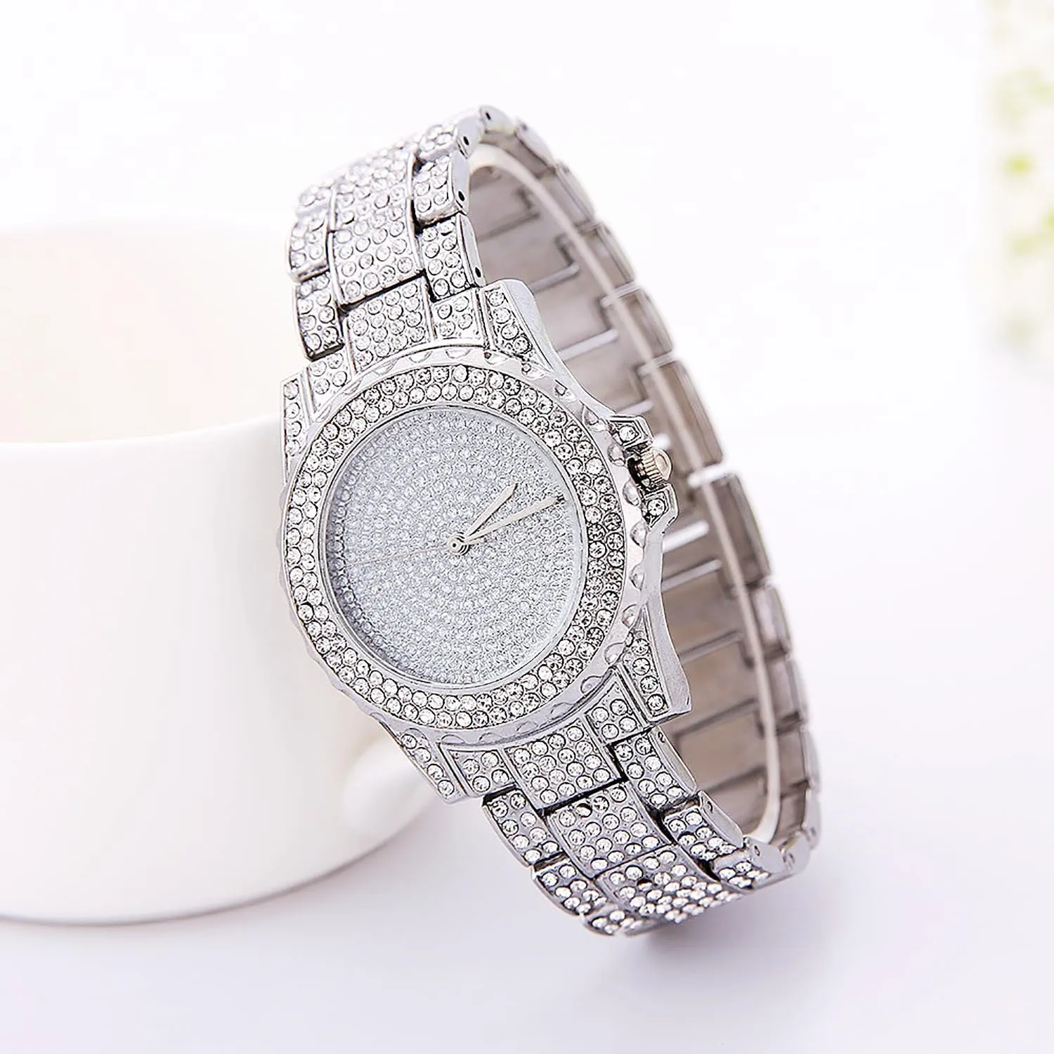 devastate alphabetically temporarily Unisex Luxury Diamond Watch Fashion Large dial Roman Numerals with Calendar Watch ADSBIAOYE 