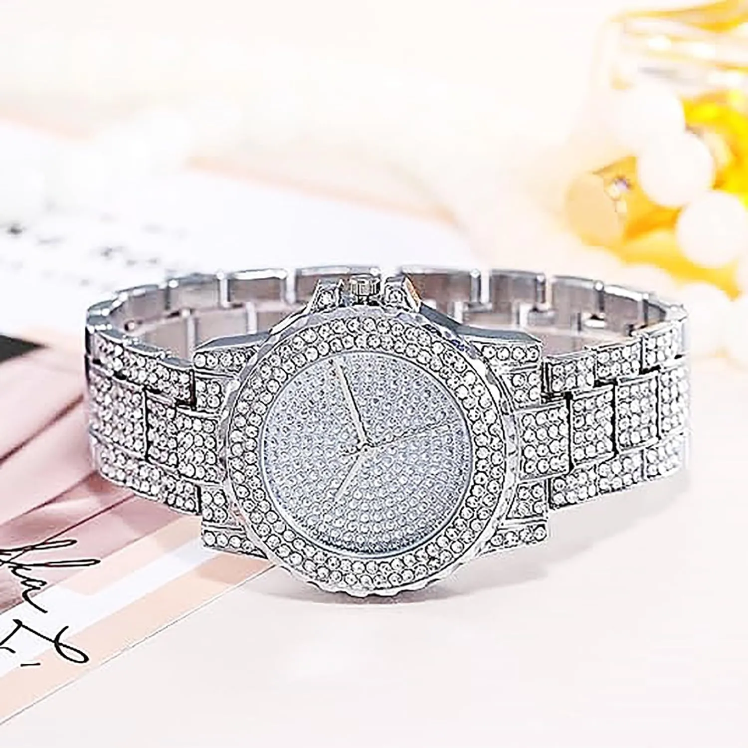devastate alphabetically temporarily Unisex Luxury Diamond Watch Fashion Large dial Roman Numerals with Calendar Watch ADSBIAOYE 